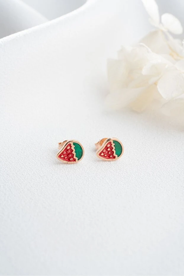 Gümüş Çilek Model Çocuk Küpesi