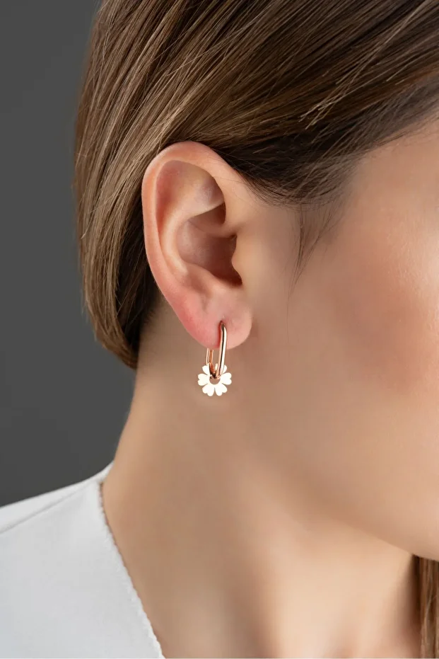 Gümüş Rose Göçmen Küpesi