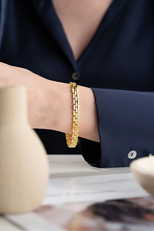 Gümüş Zirkon Taşlı Bileklik