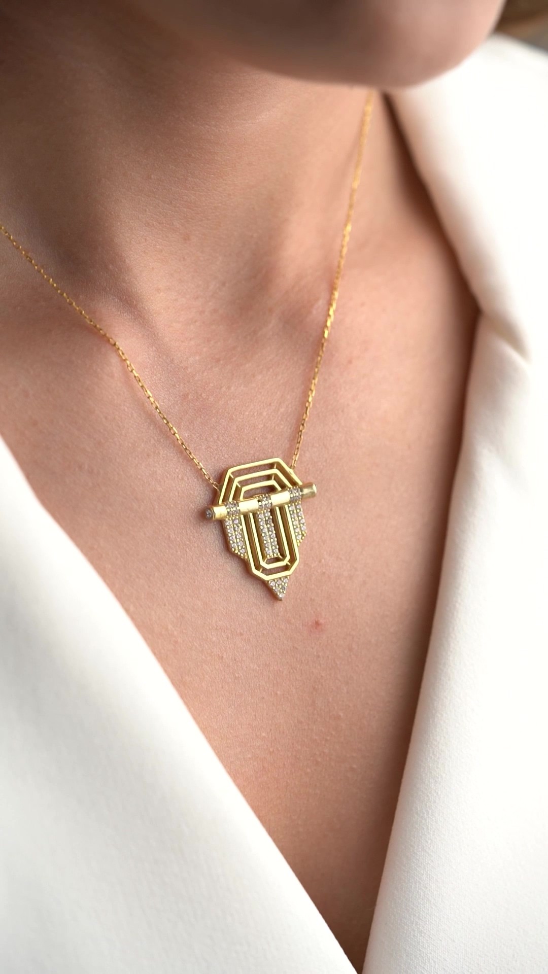 Gümüş Gold Serenay Kolye