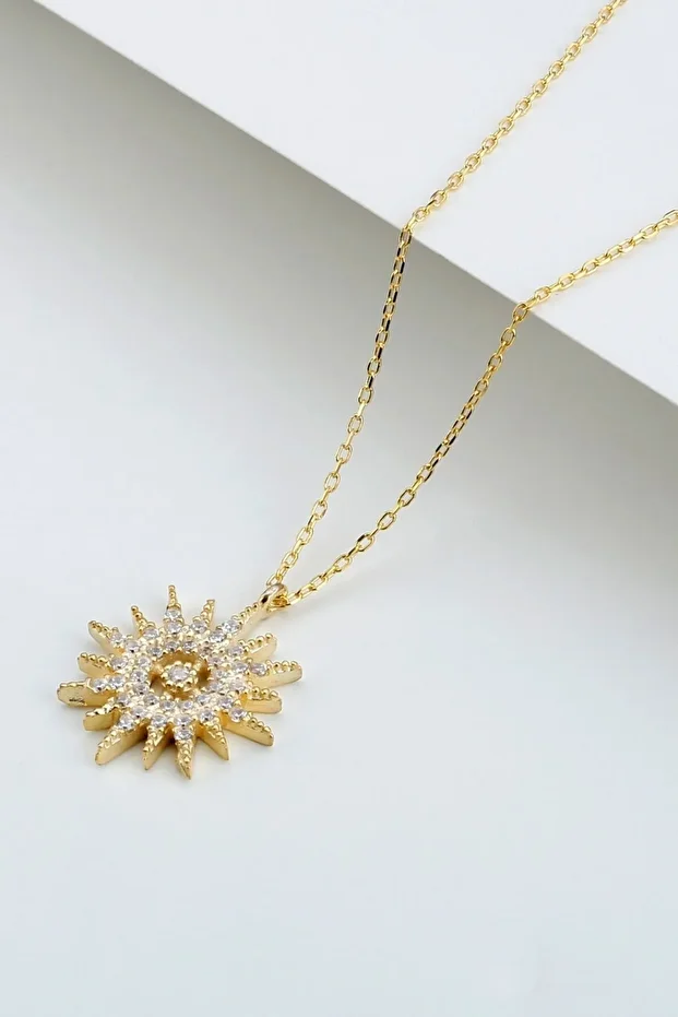 Gümüş Yıldızlı Güneş Kolye