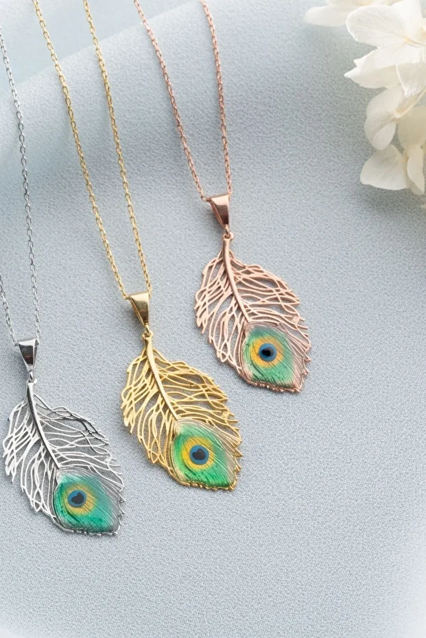 Gümüş Gold Tüy Kolye