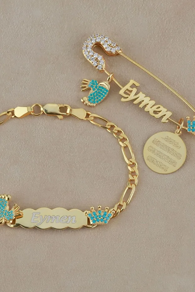Gümüş Ince Bulutlu Bebek Bilekliği Iğne Set