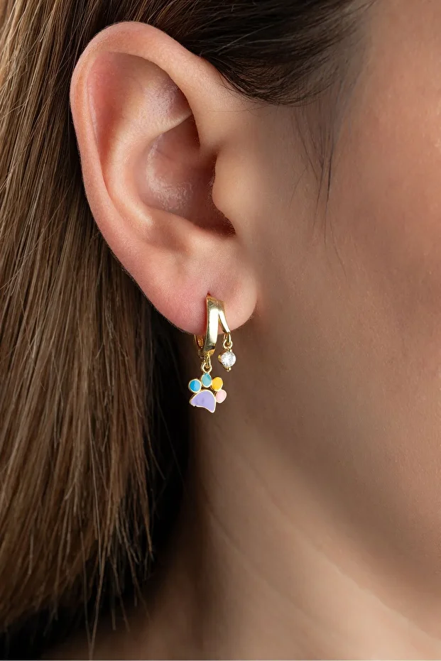 Gümüş Taşlı Pati Küpe