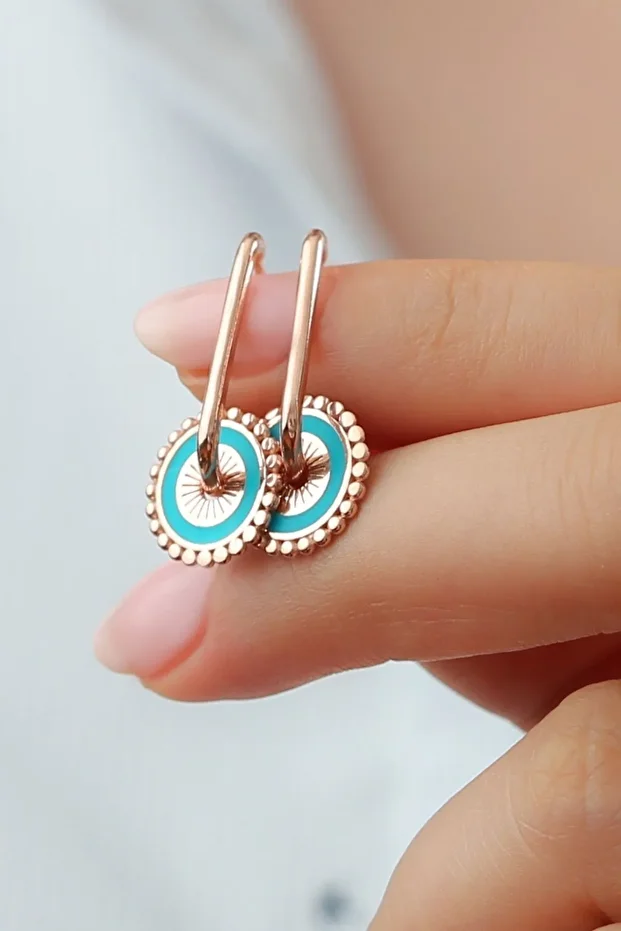 Gümüş Mineli Halka Küpe