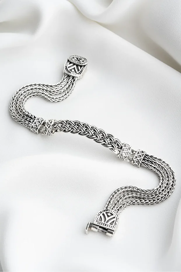 Gümüş Erkek Örgü Bileklik