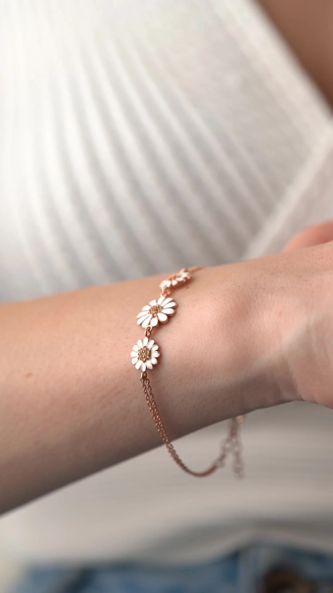 Üçlü Papatya Model Rose Gümüş Bileklik