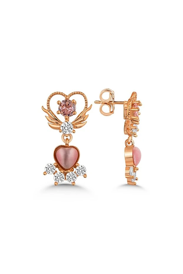 Gümüş Gold Kalpli Küpe