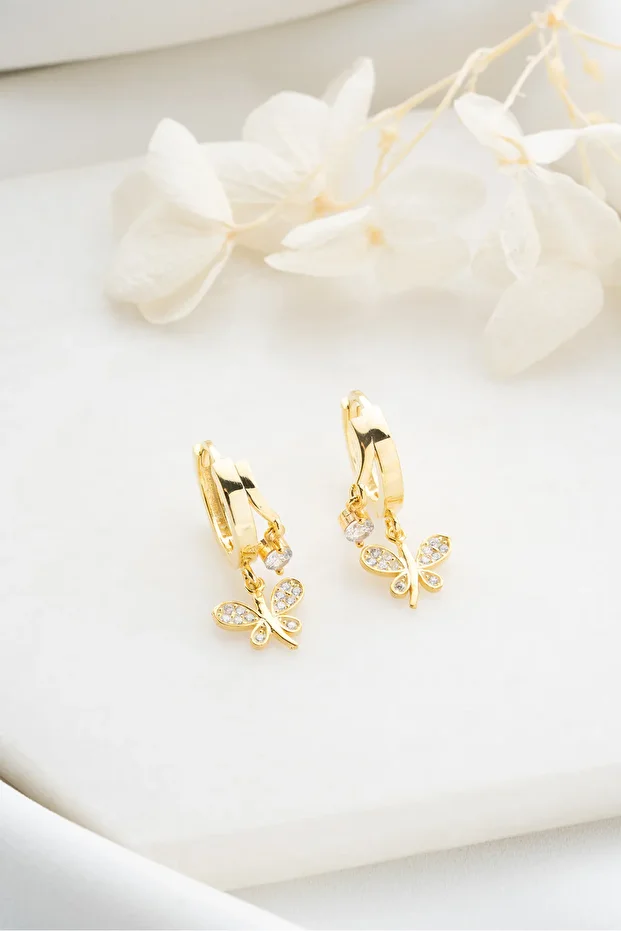 Gümüş Çift Yusufçuk Taşlı Küpe