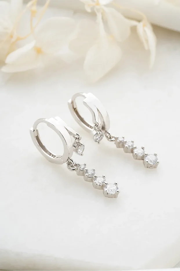 Gümüş Çift Trio Küpe