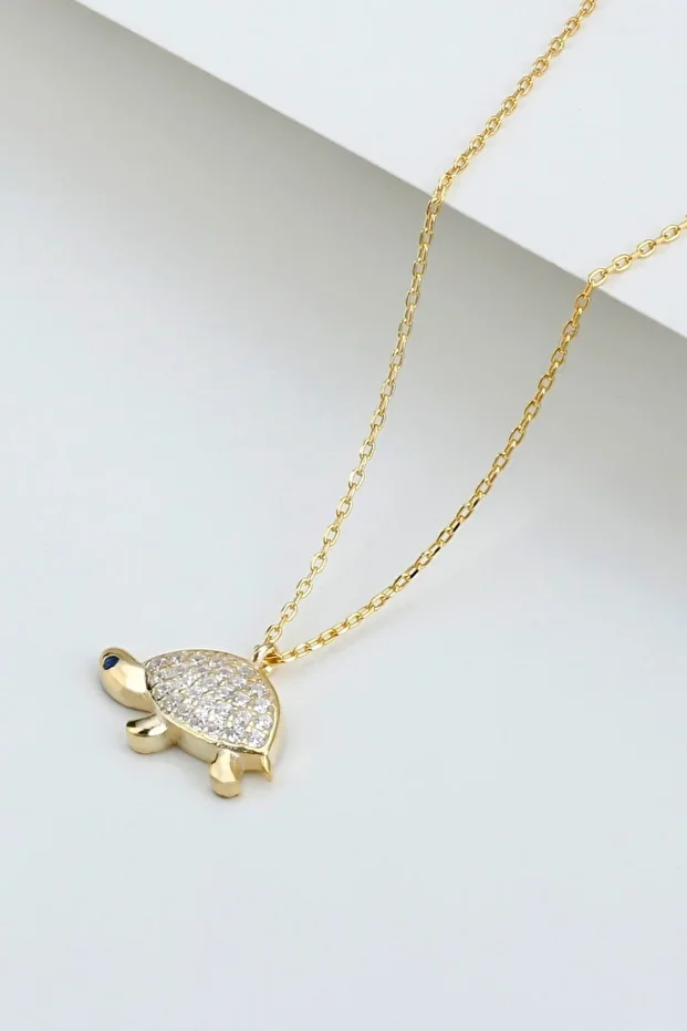 Gold Kaplumbağa Gümüş Kolye