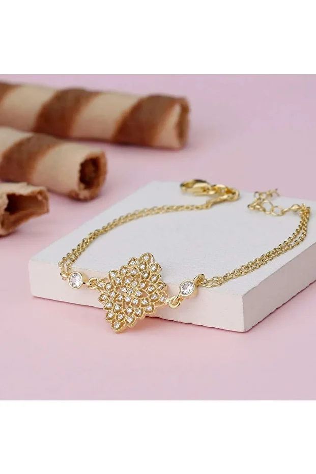 Gümüş Taş Motifli Chic Bileklik