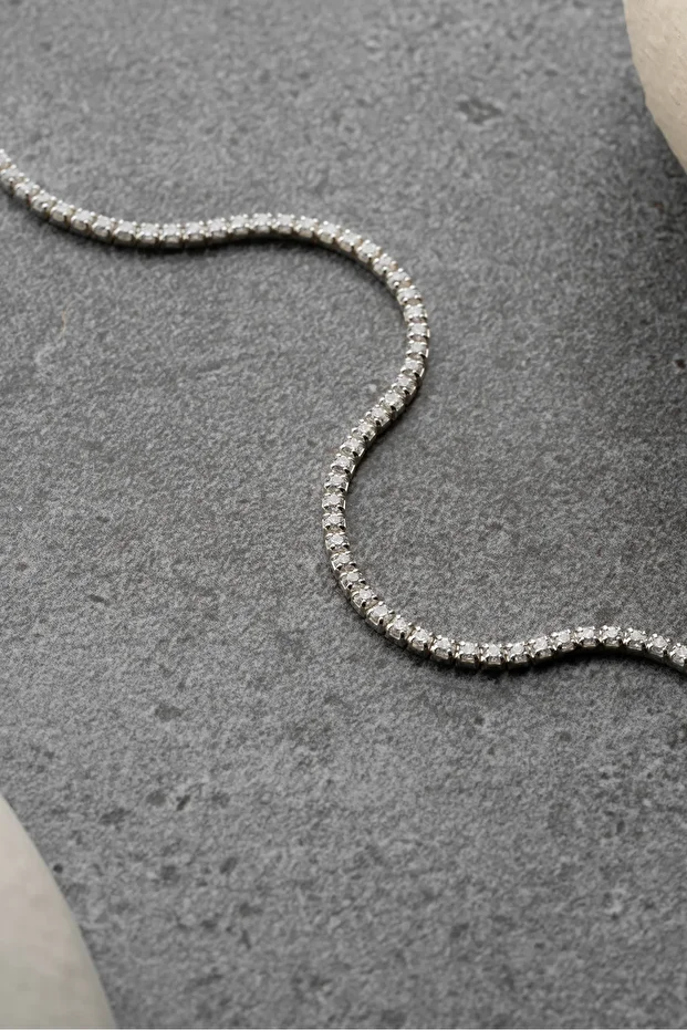 Gümüş Beyaz Taşlı Su Yolu Bileklik