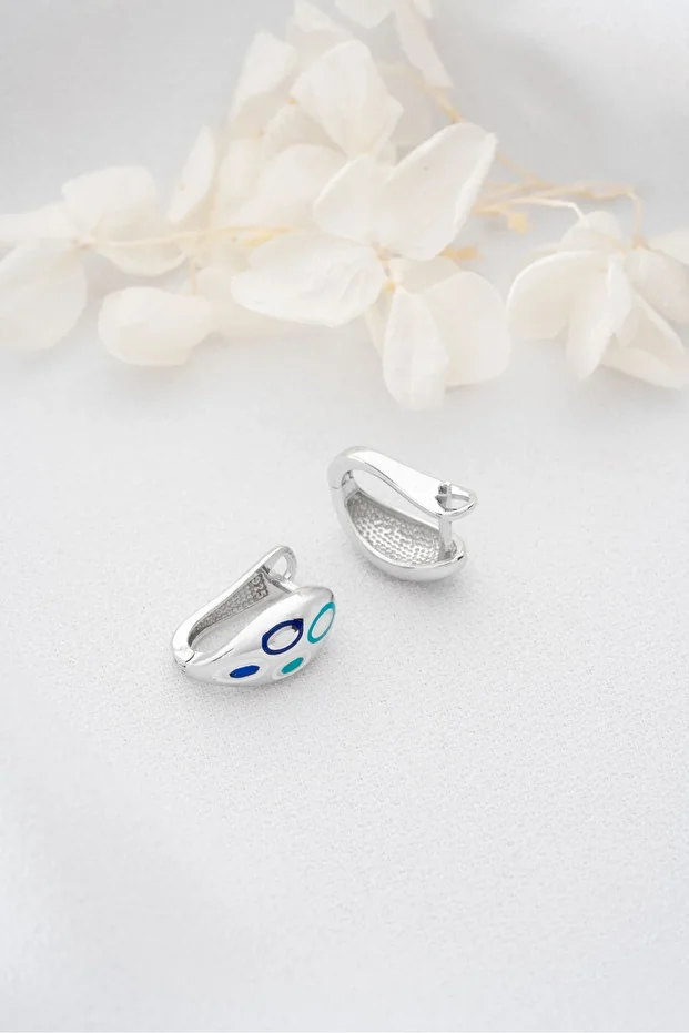 Gümüş Mineli Nazar Küpe