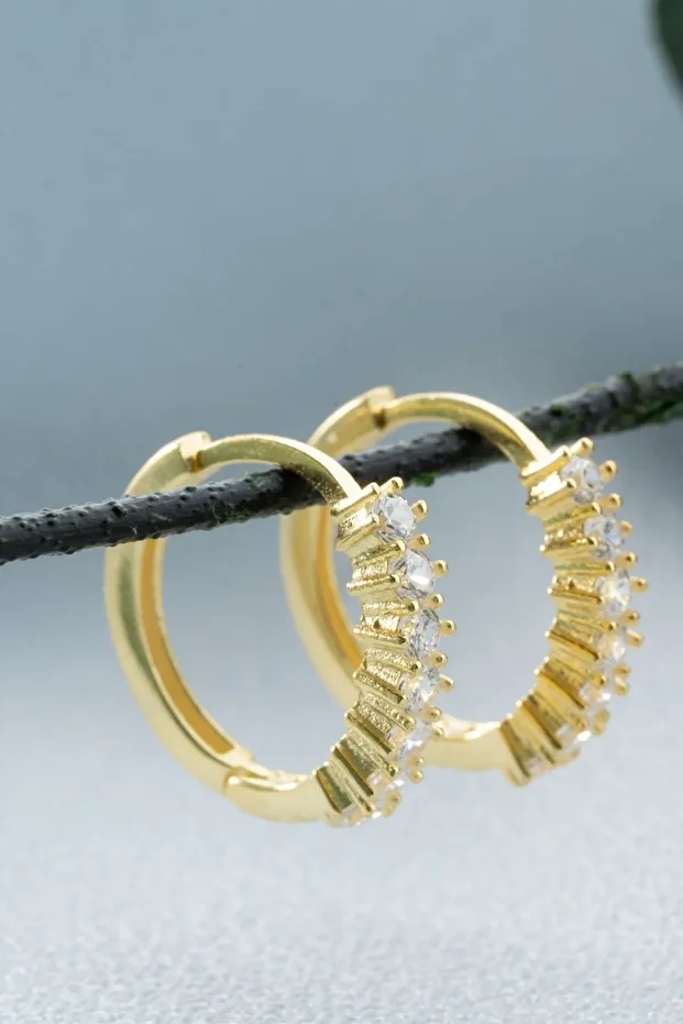 Gümüş Pırlanta Model Halka Küpe