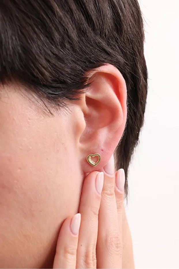 Gümüş Minik Kalp Küpe