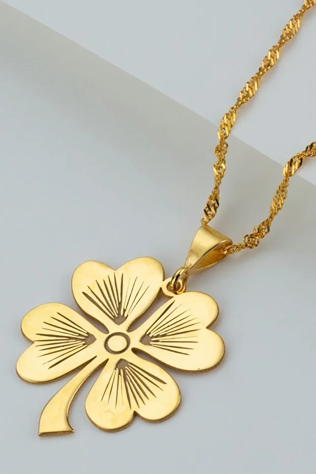 Gümüş Gold Yonca Kolye