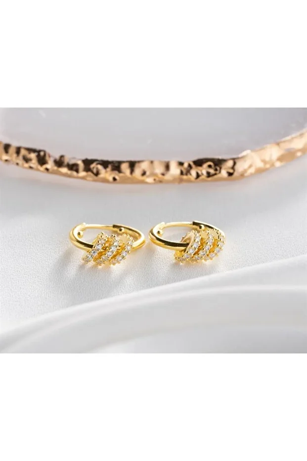 Gümüş Taşlı Halka Küpe