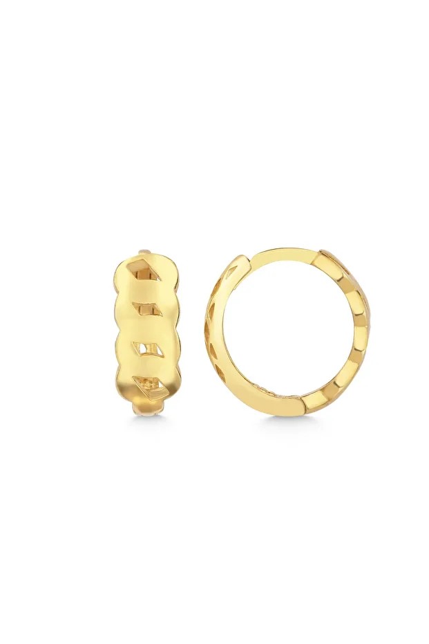 Gümüş Gold Örgü Küpe