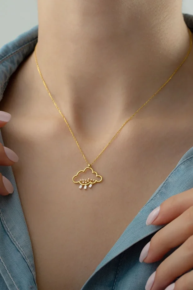 Gümüş Yağmur Bulut Kolye