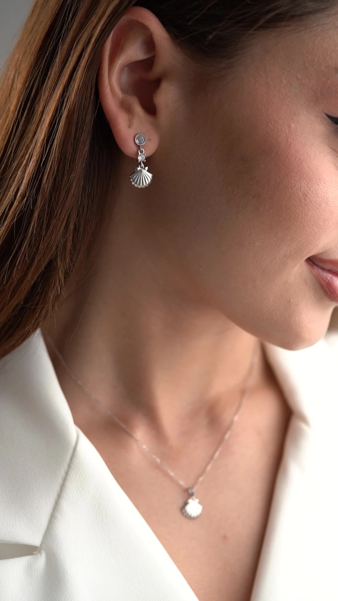 Gümüş İstiridye Kolye Küpe Set