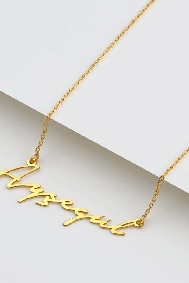 Gümüş El Yazılı Kişiye Özel Kolye