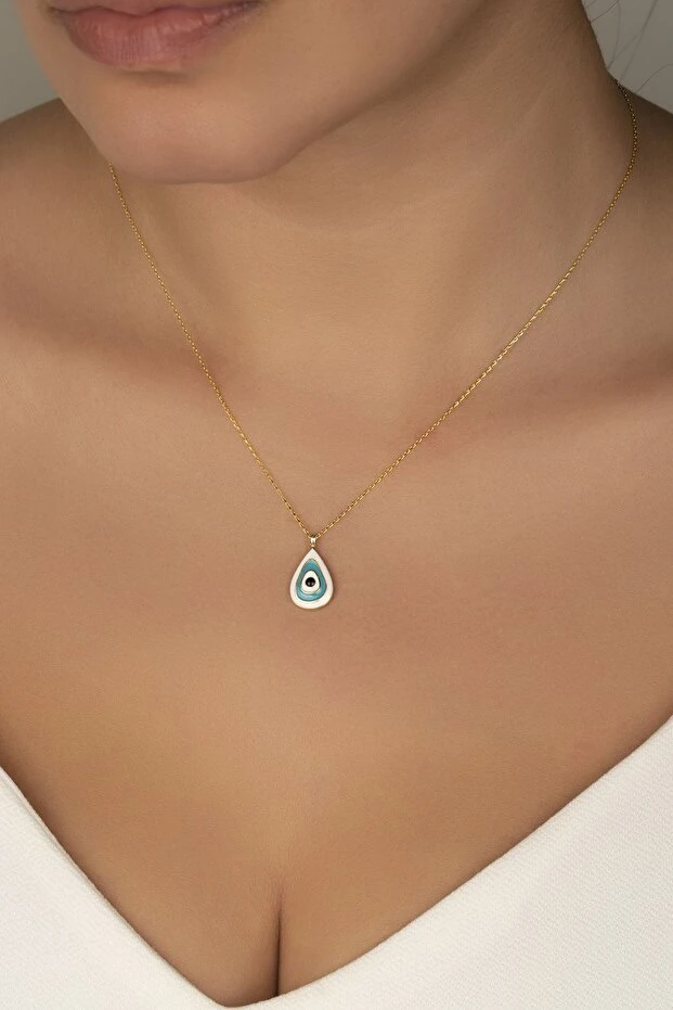 Gümüş Gold Mineli Damla Kolye