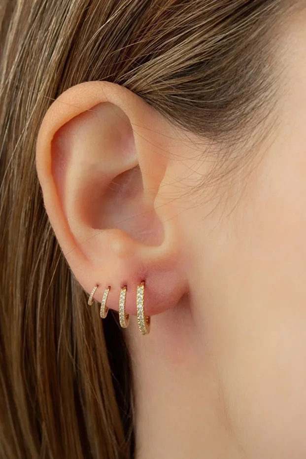 Gümüş Gold 4'lü Set Küpe