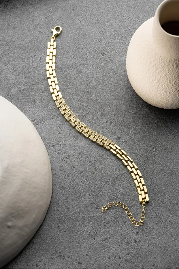 Gümüş Zirkon Taşlı Bileklik