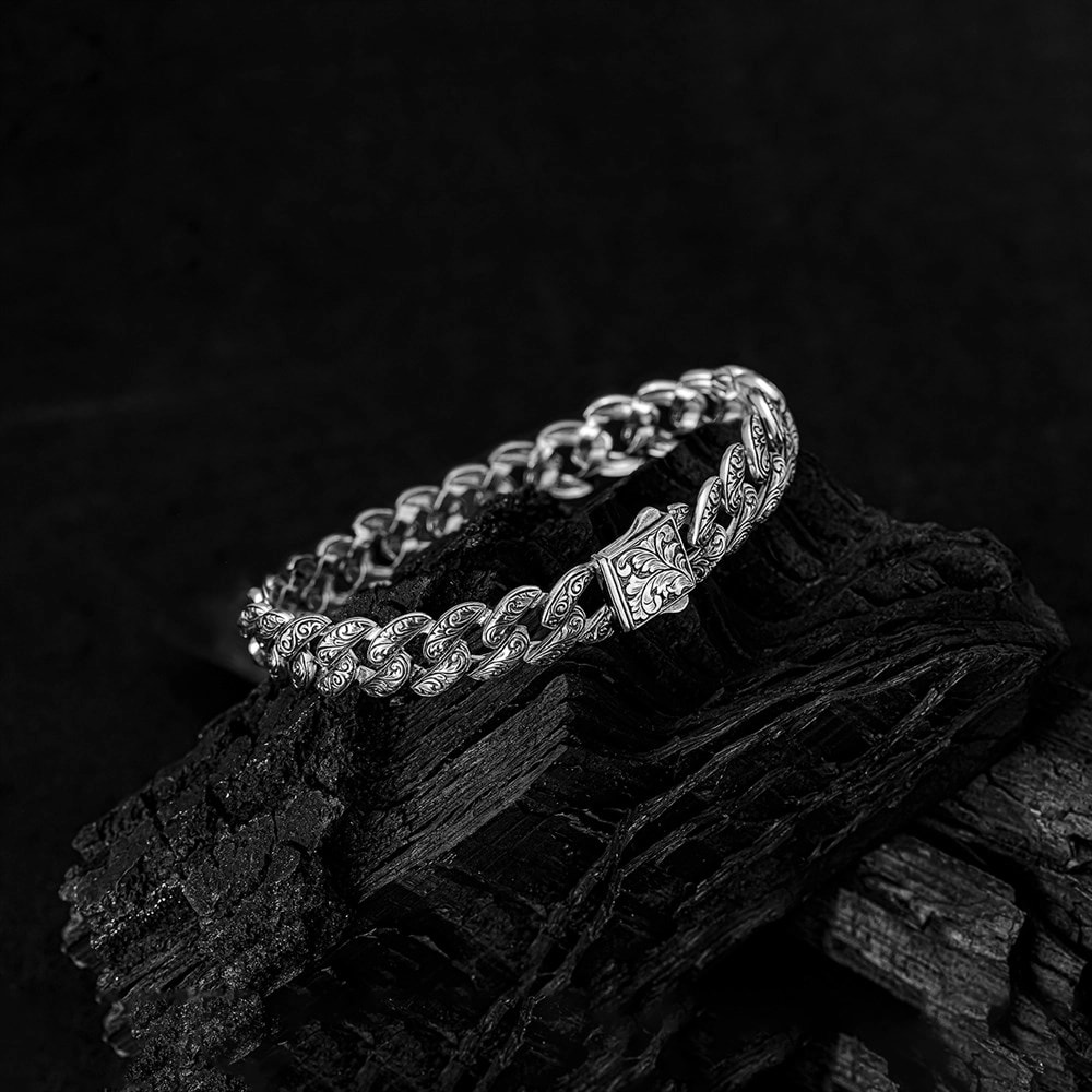 Örgü Model Kalem İşçilikli Gümüş Bileklik