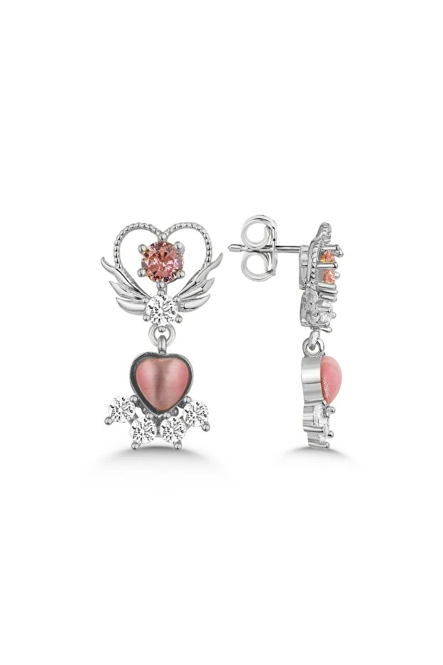 Gümüş Gold Kalpli Küpe