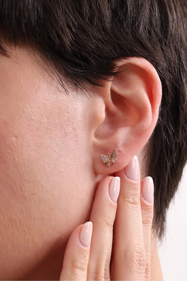 Gümüş Minik Kelebek Küpe