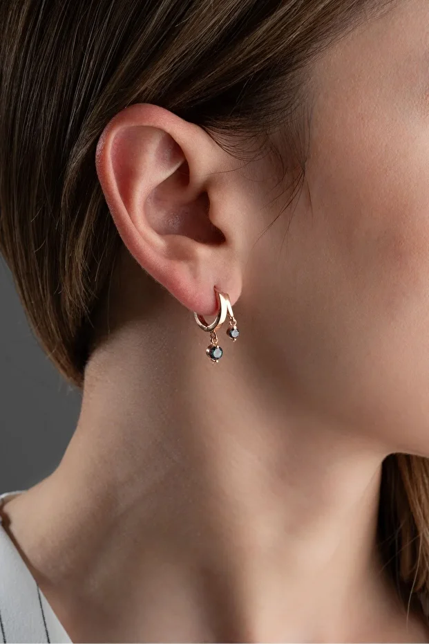 Gümüş Sallantılı Mistik Topaz Halka Küpe