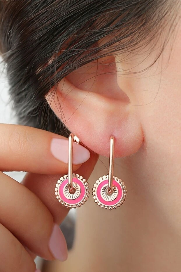 Gümüş Mineli Halka Küpe