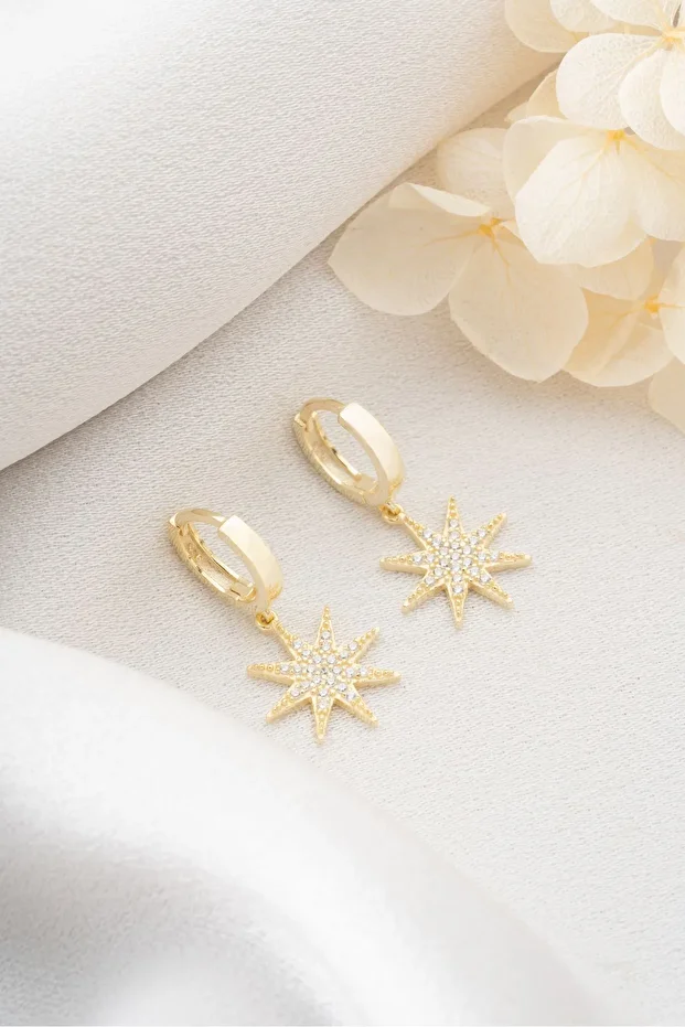 Gümüş Halka Kutup Yıldızı Küpe