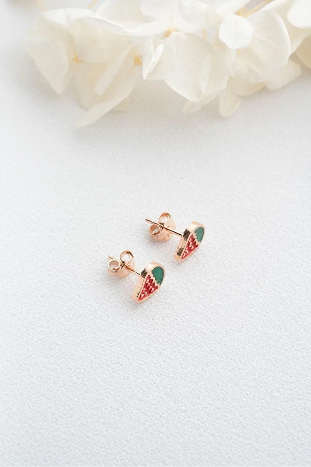 Gümüş Çilek Model Çocuk Küpesi