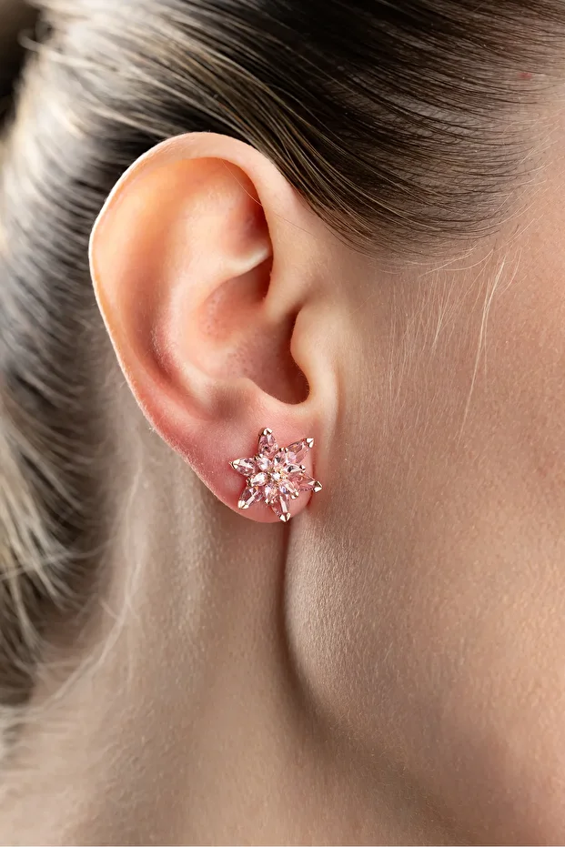 Gümüş Lotus Küpe