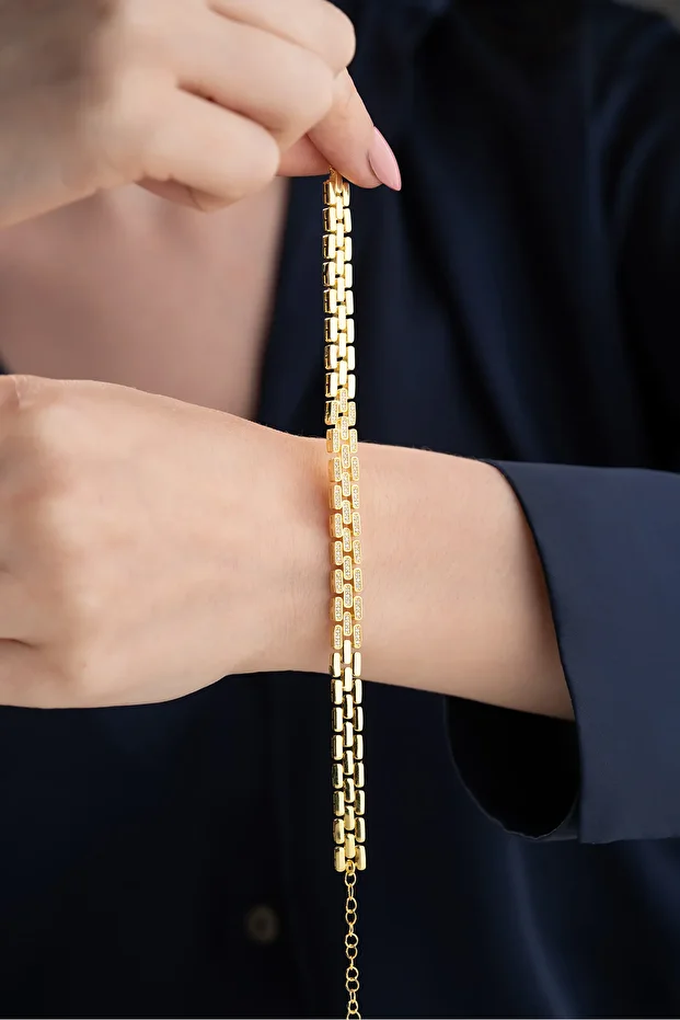 Gümüş Zirkon Taşlı Bileklik