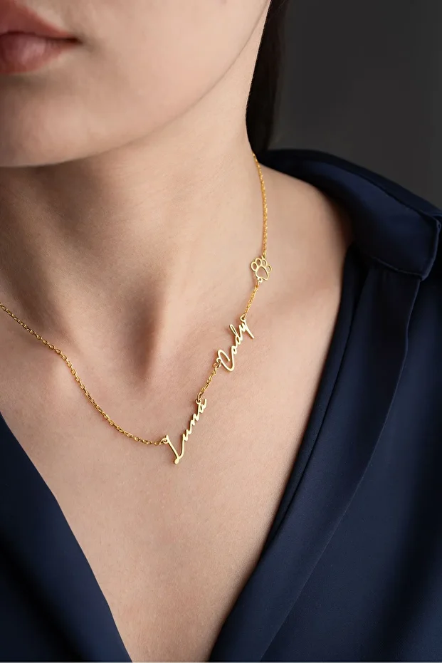 Gümüş Gold İsimli Pati Kolye