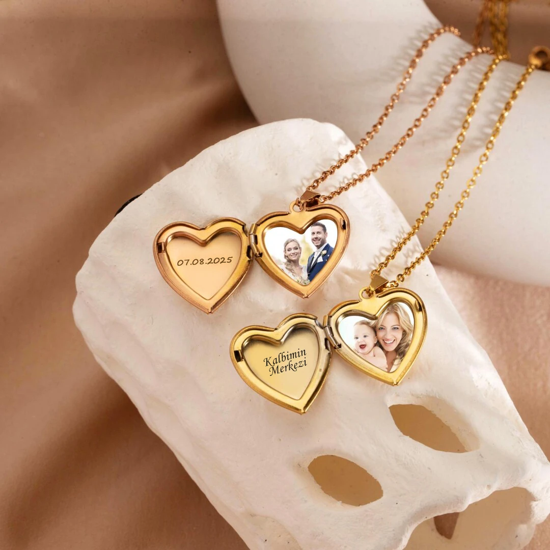 Resimli Kalp Anı Kolyesi