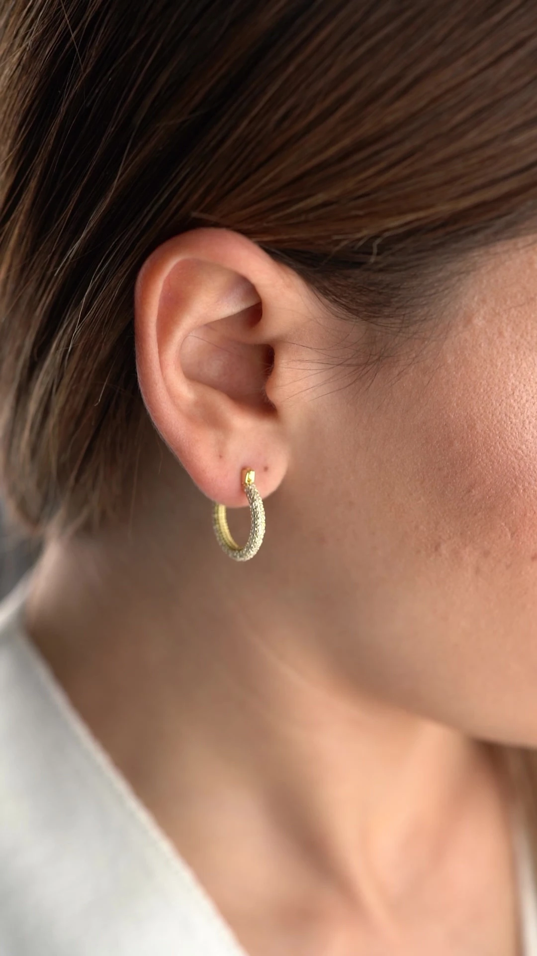 Gümüş Full Taşlı Halka Küpe