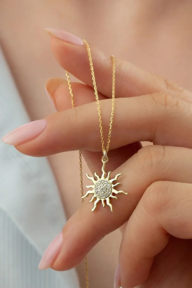 Gold Gümüş Güneş Kolye