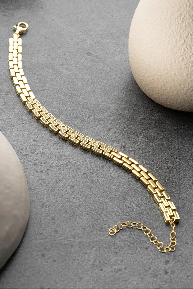 Gümüş Zirkon Taşlı Bileklik