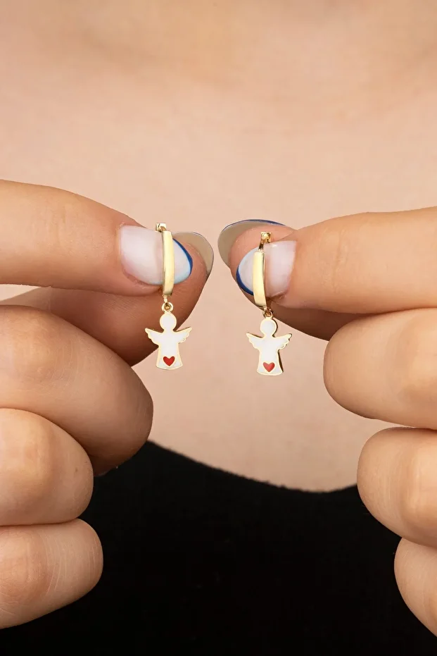 Rose Mineli Melek Gümüş Küpe