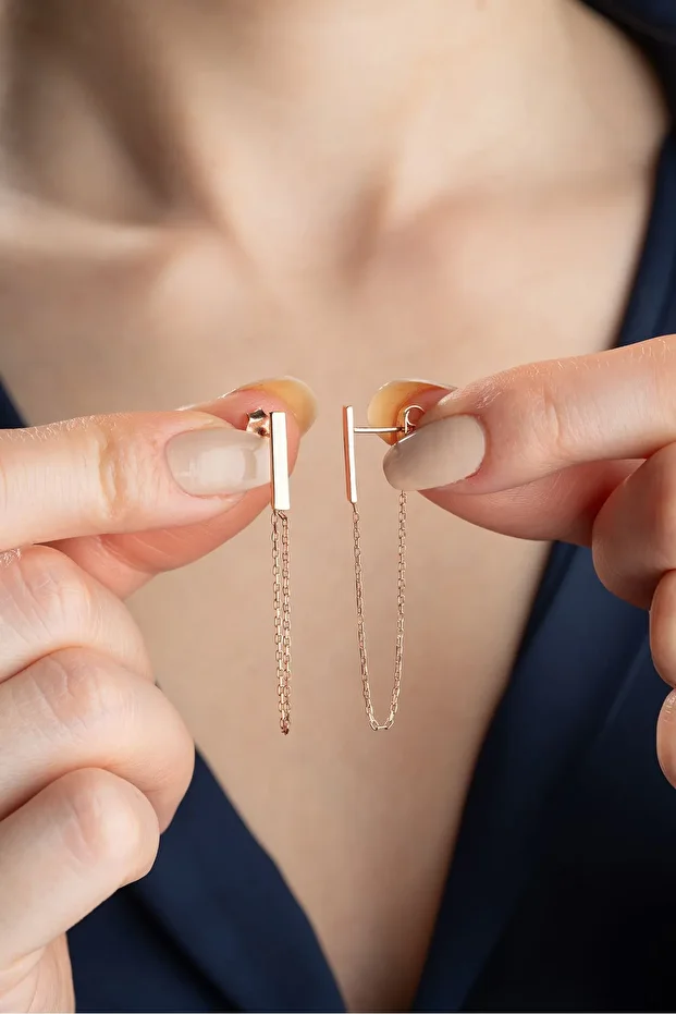 Gümüş Zincir Küpe