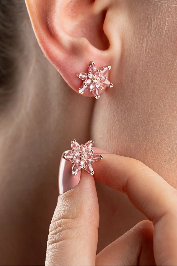 Gümüş Lotus Küpe