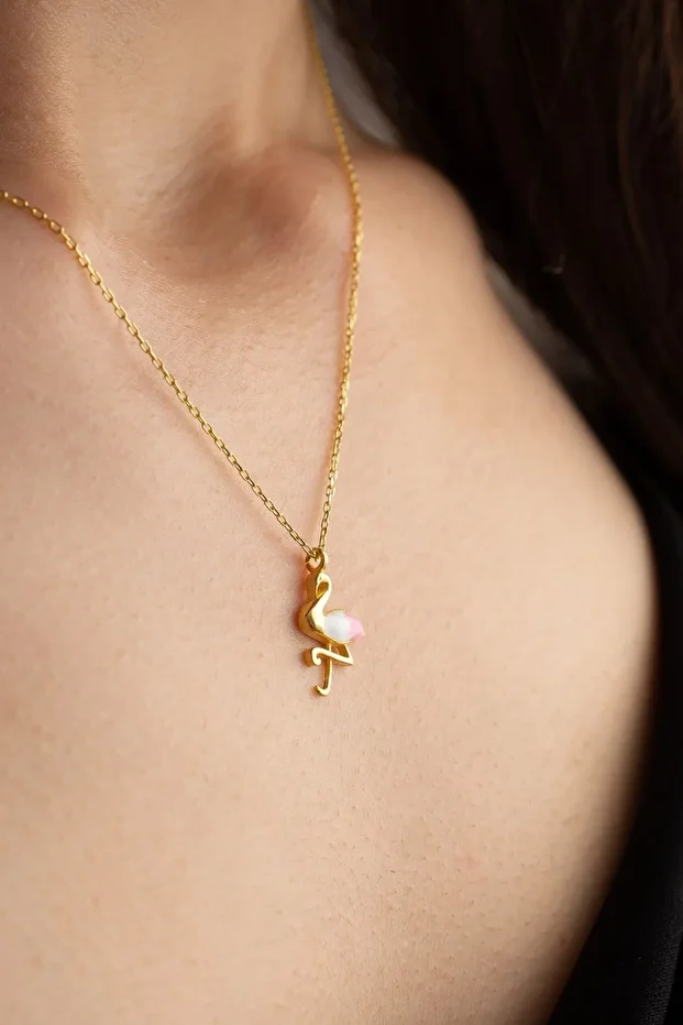 Gümüş Mineli Kuğu Kolye