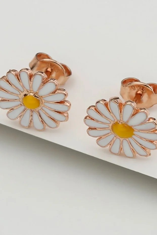 Gümüş Papatya Kolye Küpe Set