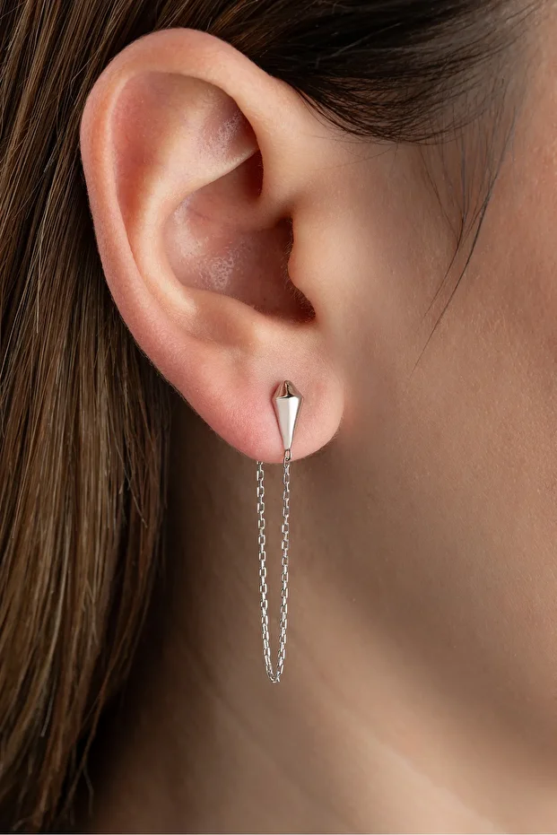 Gümüş Zincir Gümüş Küpe