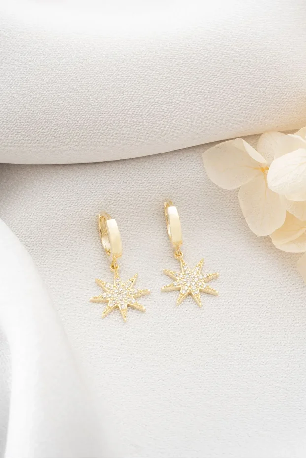 Gümüş Halka Kutup Yıldızı Küpe